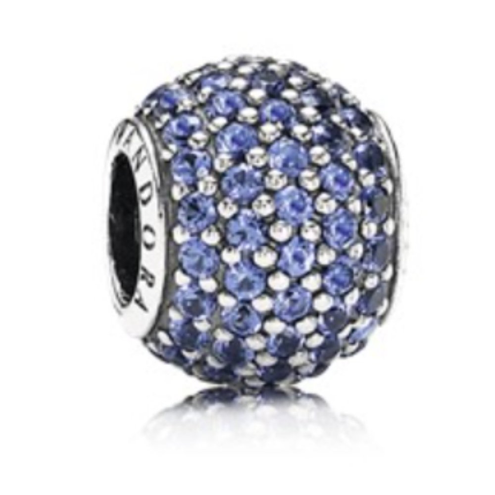 Pandora Authentic Sterling Silver and Blue CZ Pave Lights Retired Charm
